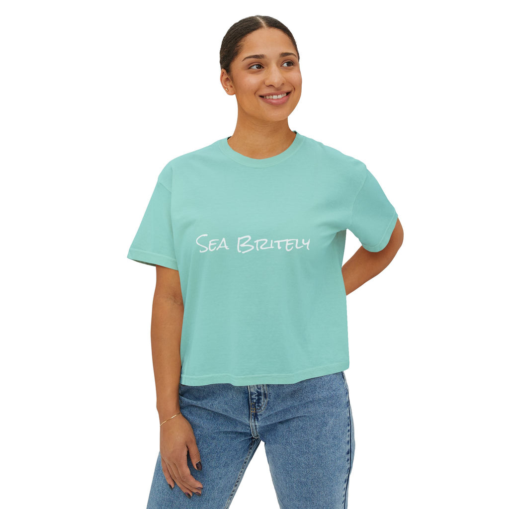Women's Boxy Tee — Minimal Cream Crop T-Shirt