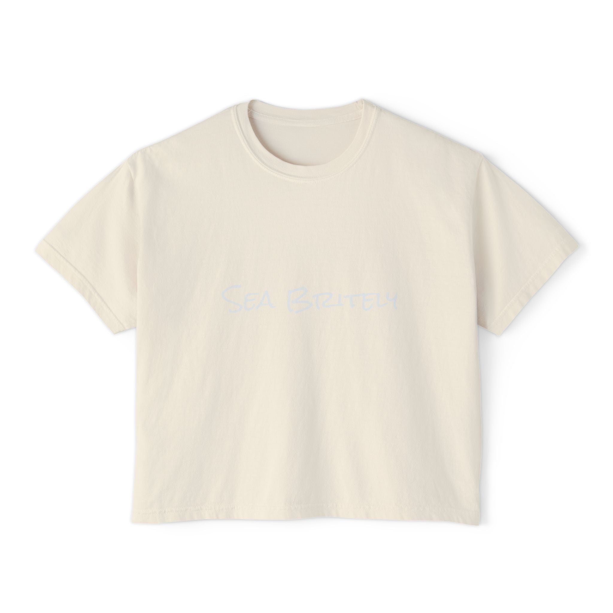 Women's Boxy Tee — Minimal Cream Crop T-Shirt
