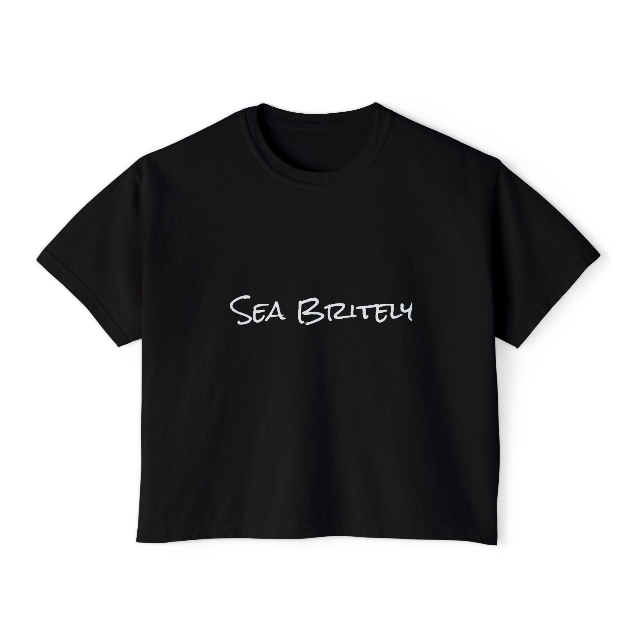 Women's Boxy Tee — Minimal Cream Crop T-Shirt