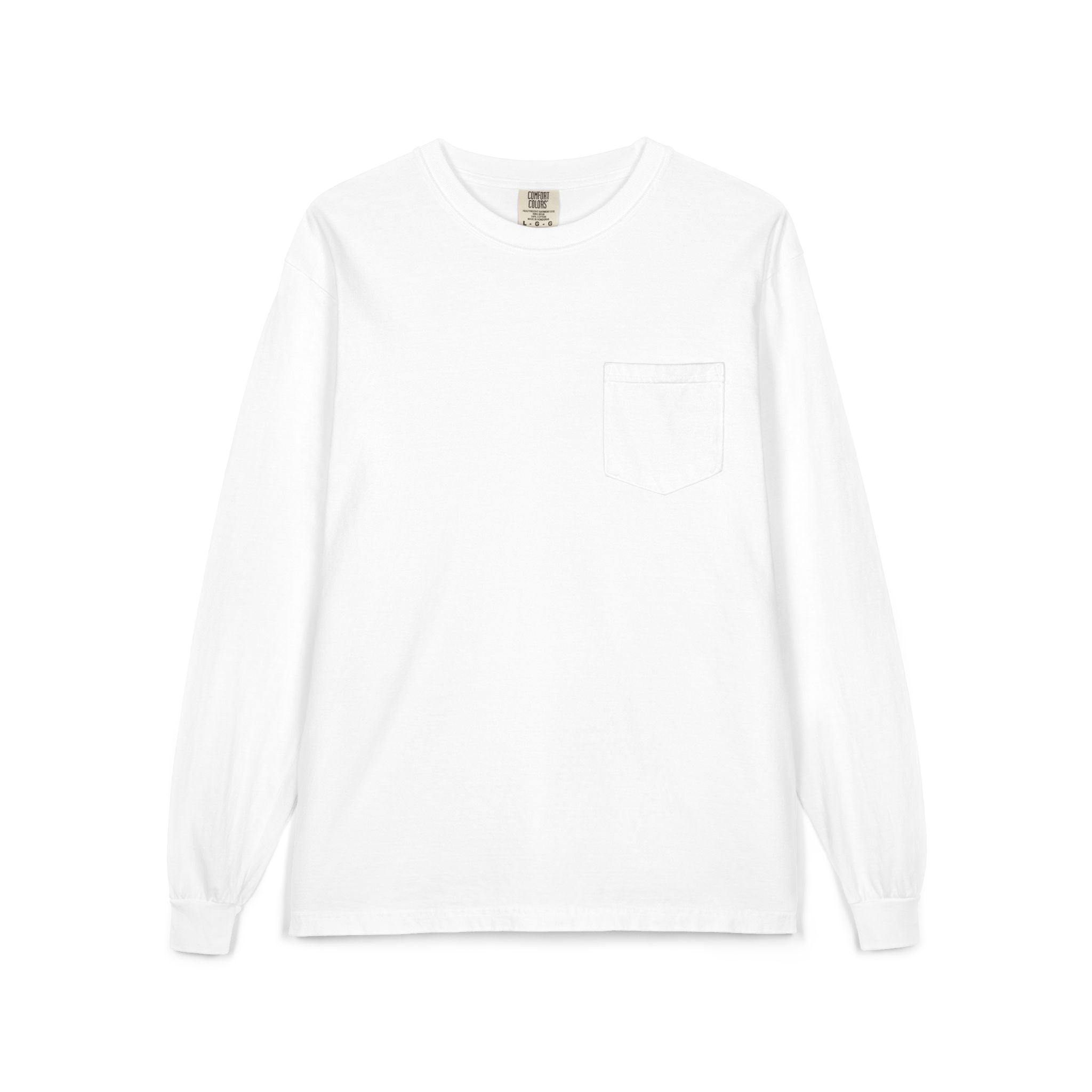 Long Sleeve Pocket T-Shirt — Classic White Cotton Tee