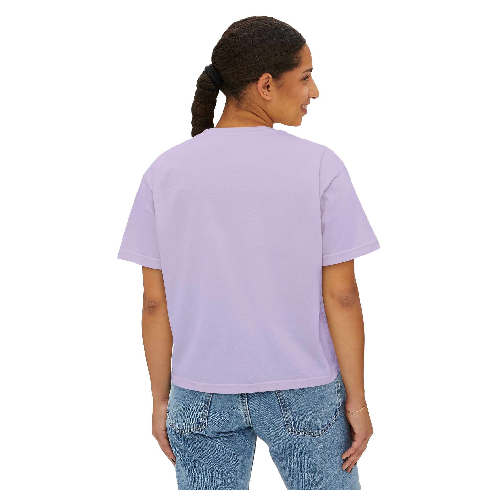 Women's Boxy Tee — Minimal Cream Crop T-Shirt