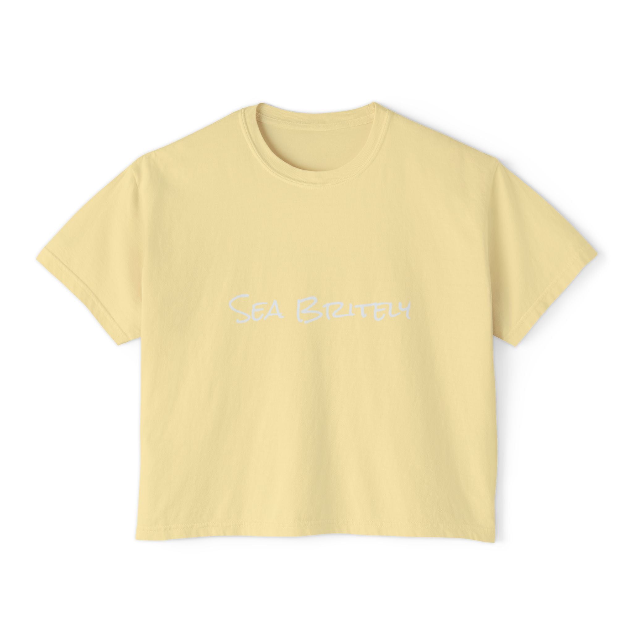 Women's Boxy Tee — Minimal Cream Crop T-Shirt