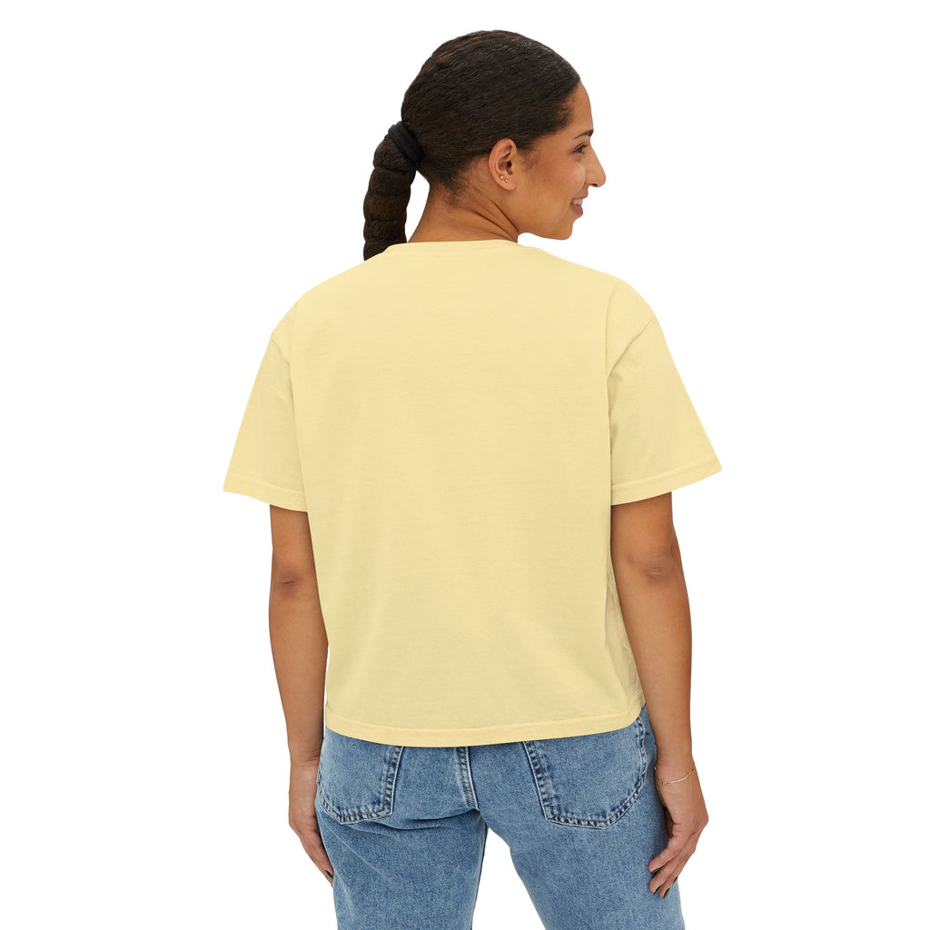 Women's Boxy Tee — Minimal Cream Crop T-Shirt