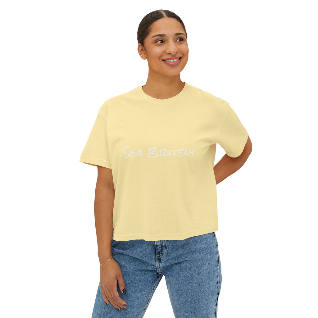 Women's Boxy Tee — Minimal Cream Crop T-Shirt