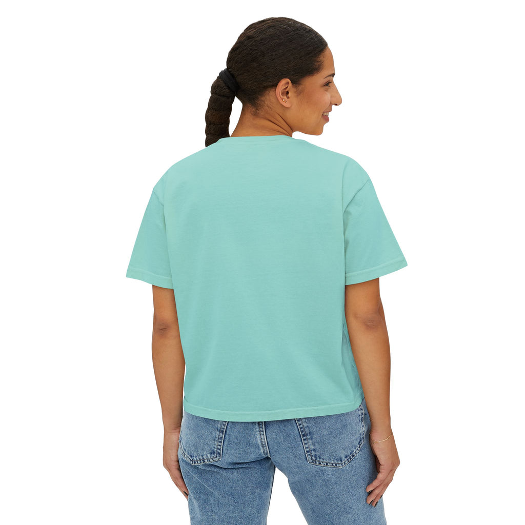 Women's Boxy Tee — Minimal Cream Crop T-Shirt