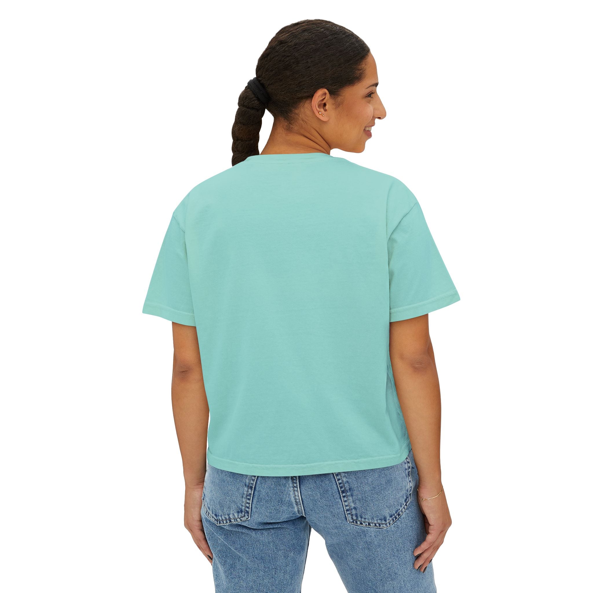 Women's Boxy Tee — Minimal Cream Crop T-Shirt