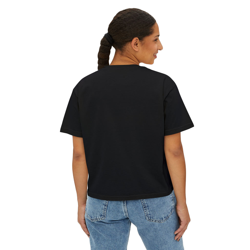 Women's Boxy Tee — Minimal Cream Crop T-Shirt
