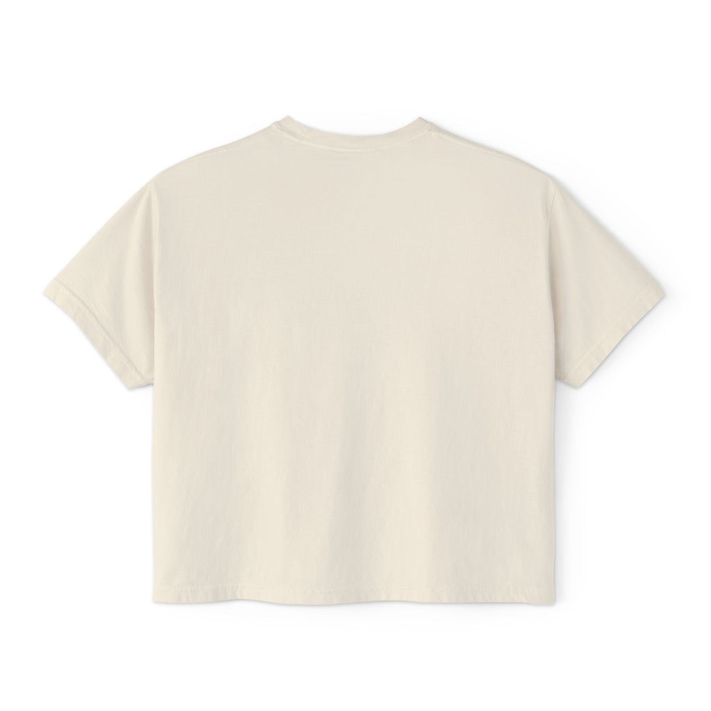 Women's Boxy Tee — Minimal Cream Crop T-Shirt