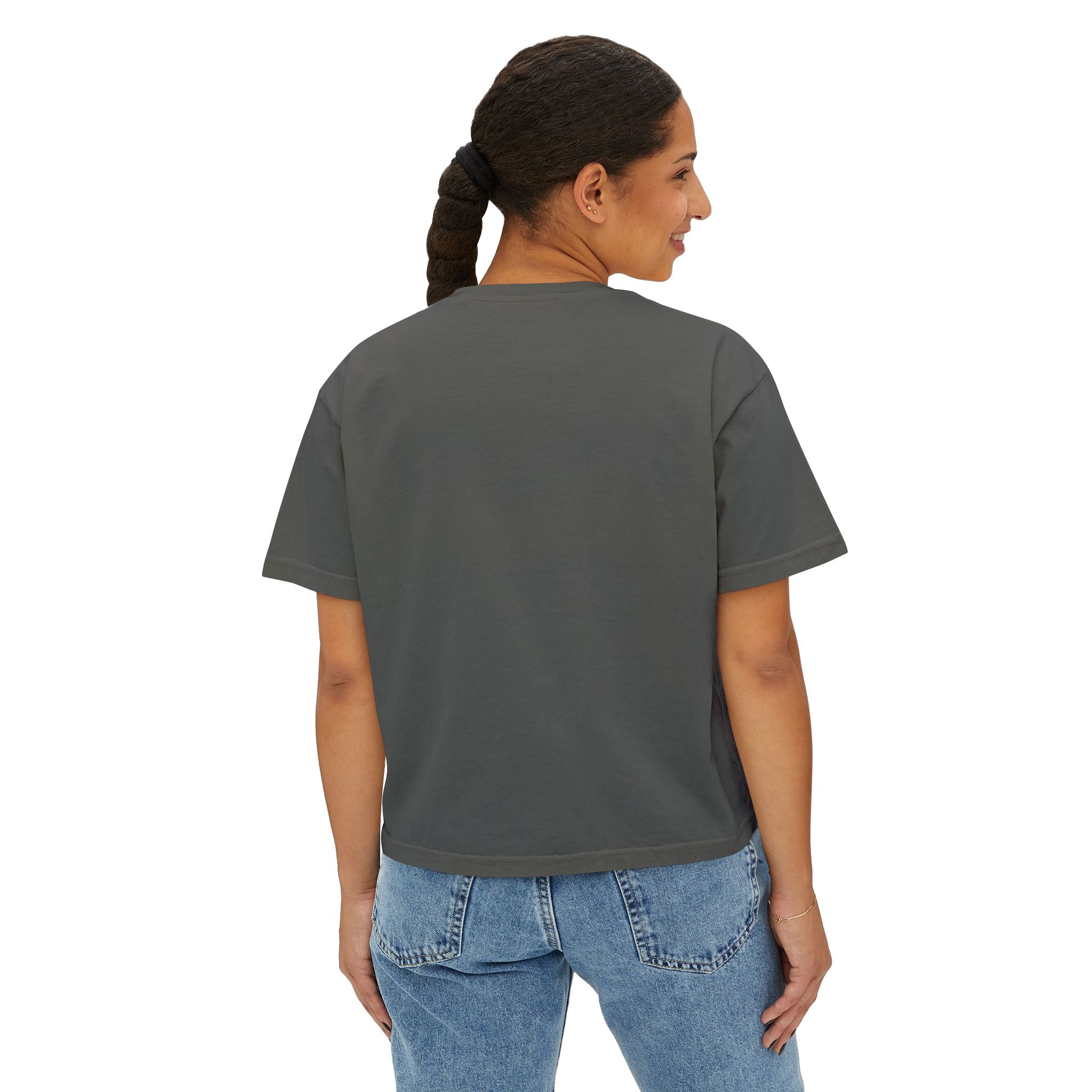 Women's Boxy Tee — Minimal Cream Crop T-Shirt