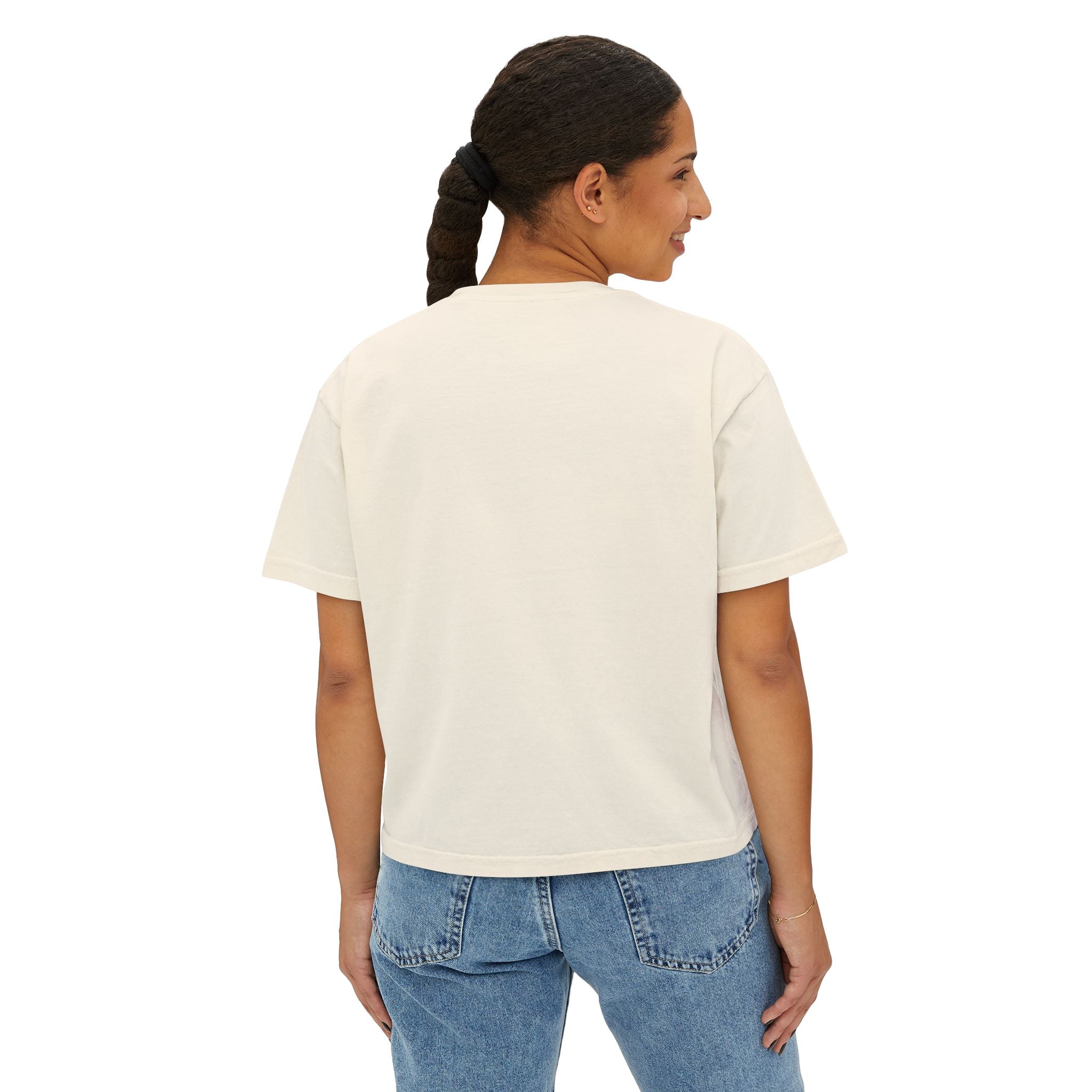 Women's Boxy Tee — Minimal Cream Crop T-Shirt