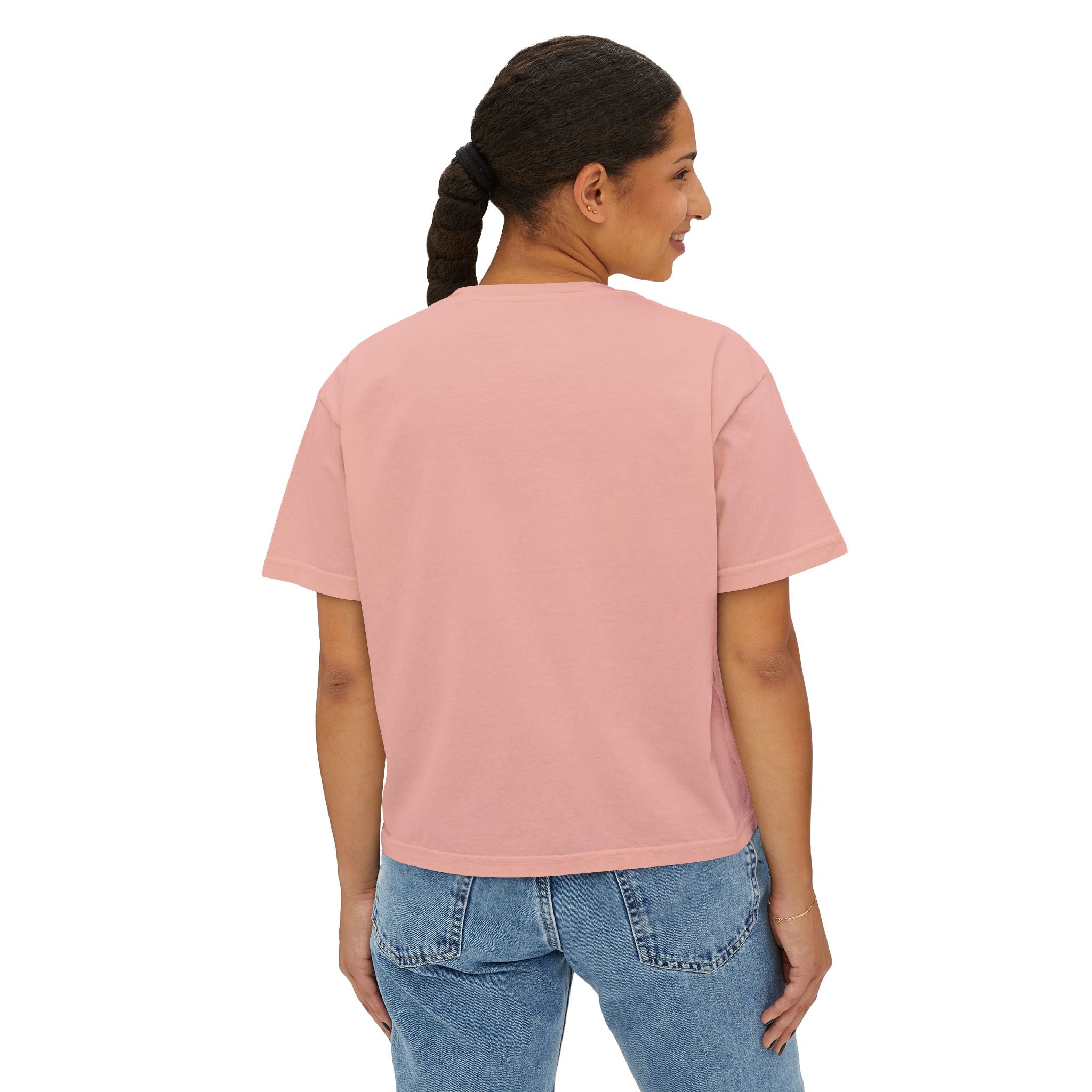 Women's Boxy Tee — Minimal Cream Crop T-Shirt