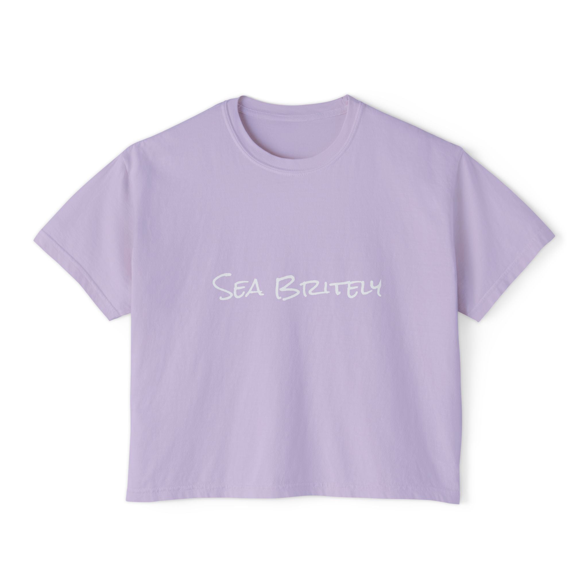 Women's Boxy Tee — Minimal Cream Crop T-Shirt