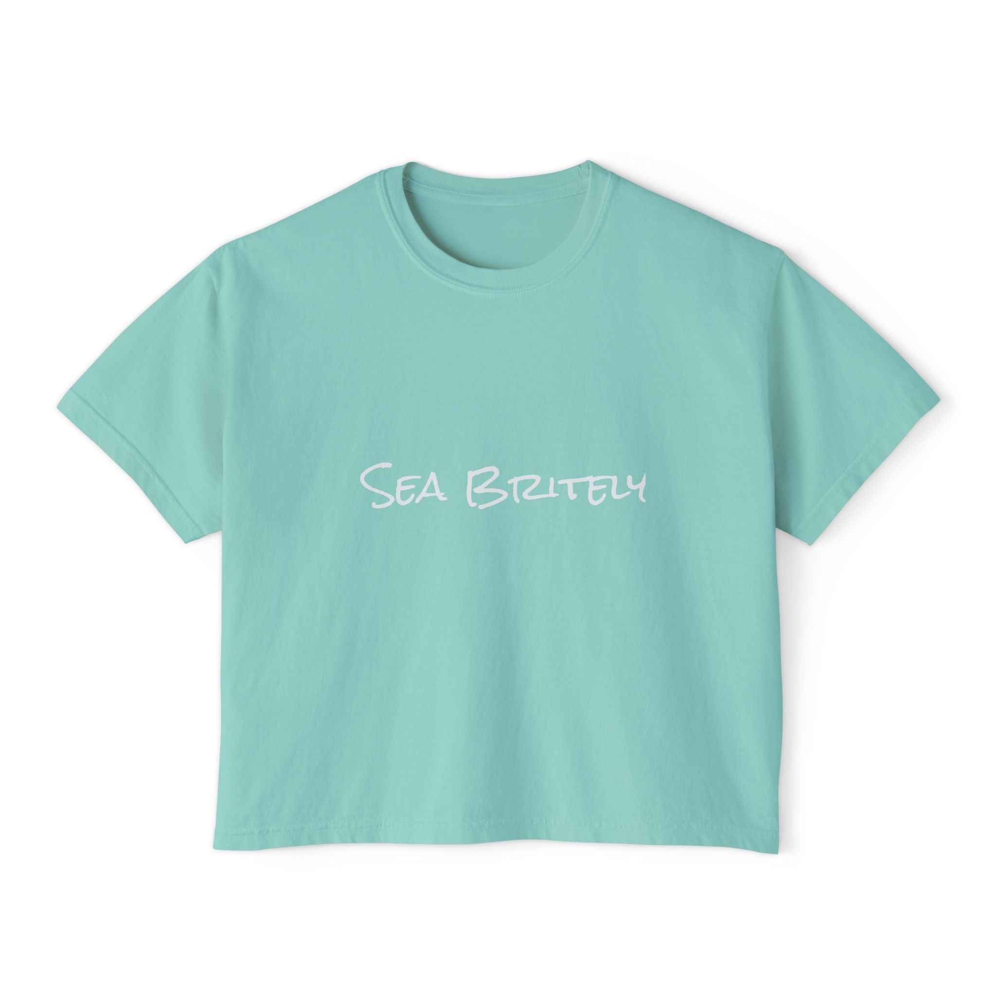Women's Boxy Tee — Minimal Cream Crop T-Shirt