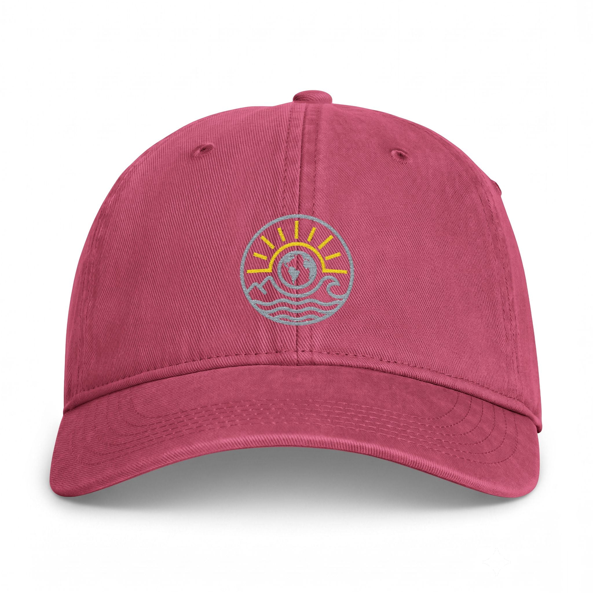 Coastal Sunrise Embroidered Cap — Washed Beach Dad Hat