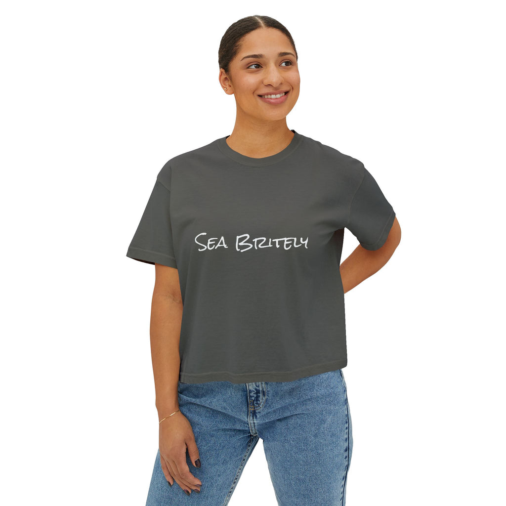 Women's Boxy Tee — Minimal Cream Crop T-Shirt