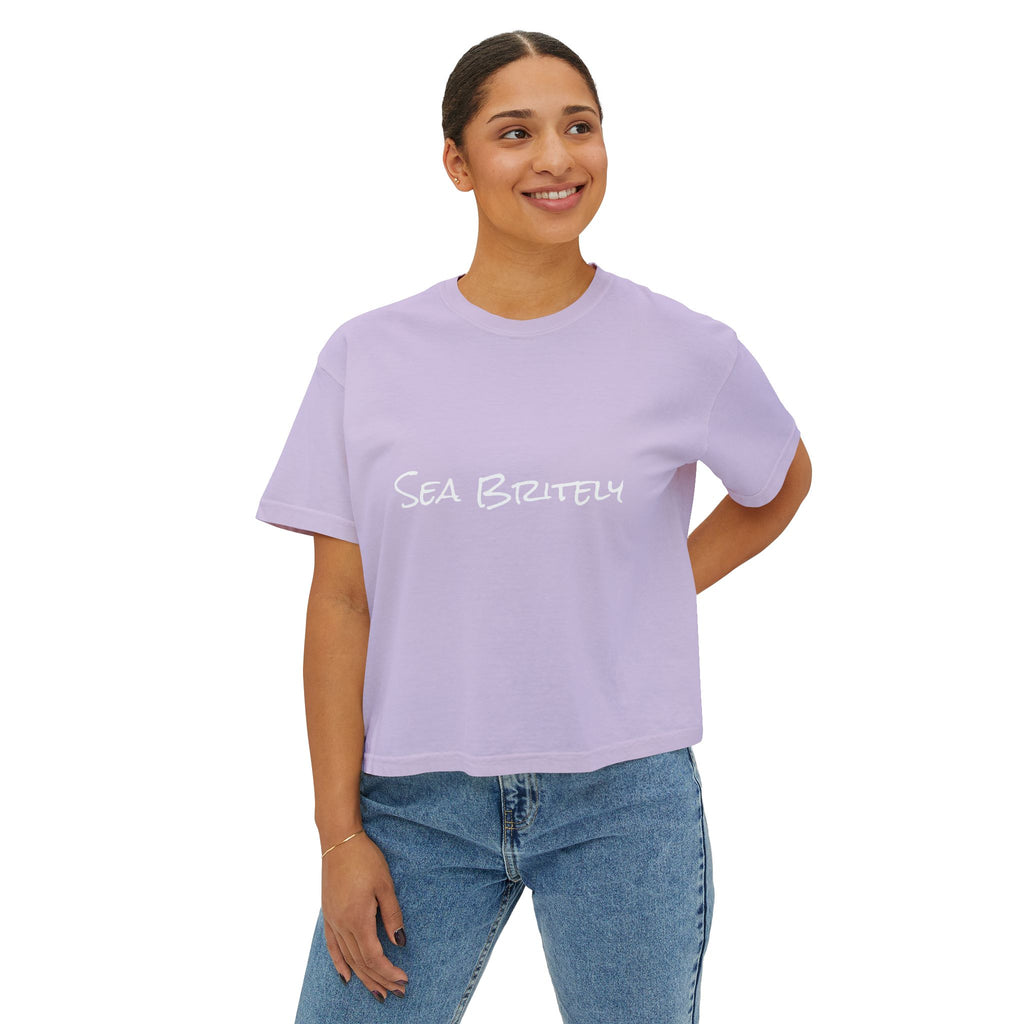Women's Boxy Tee — Minimal Cream Crop T-Shirt