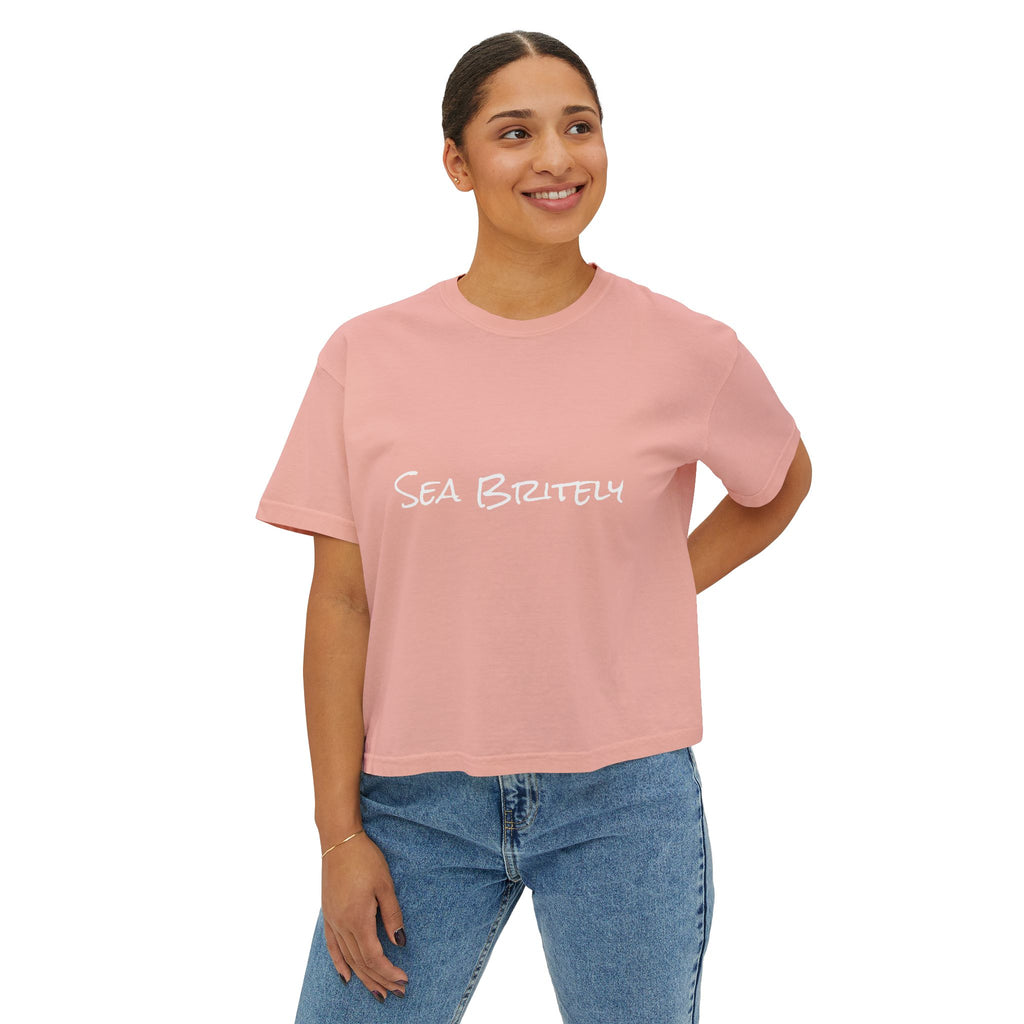 Women's Boxy Tee — Minimal Cream Crop T-Shirt
