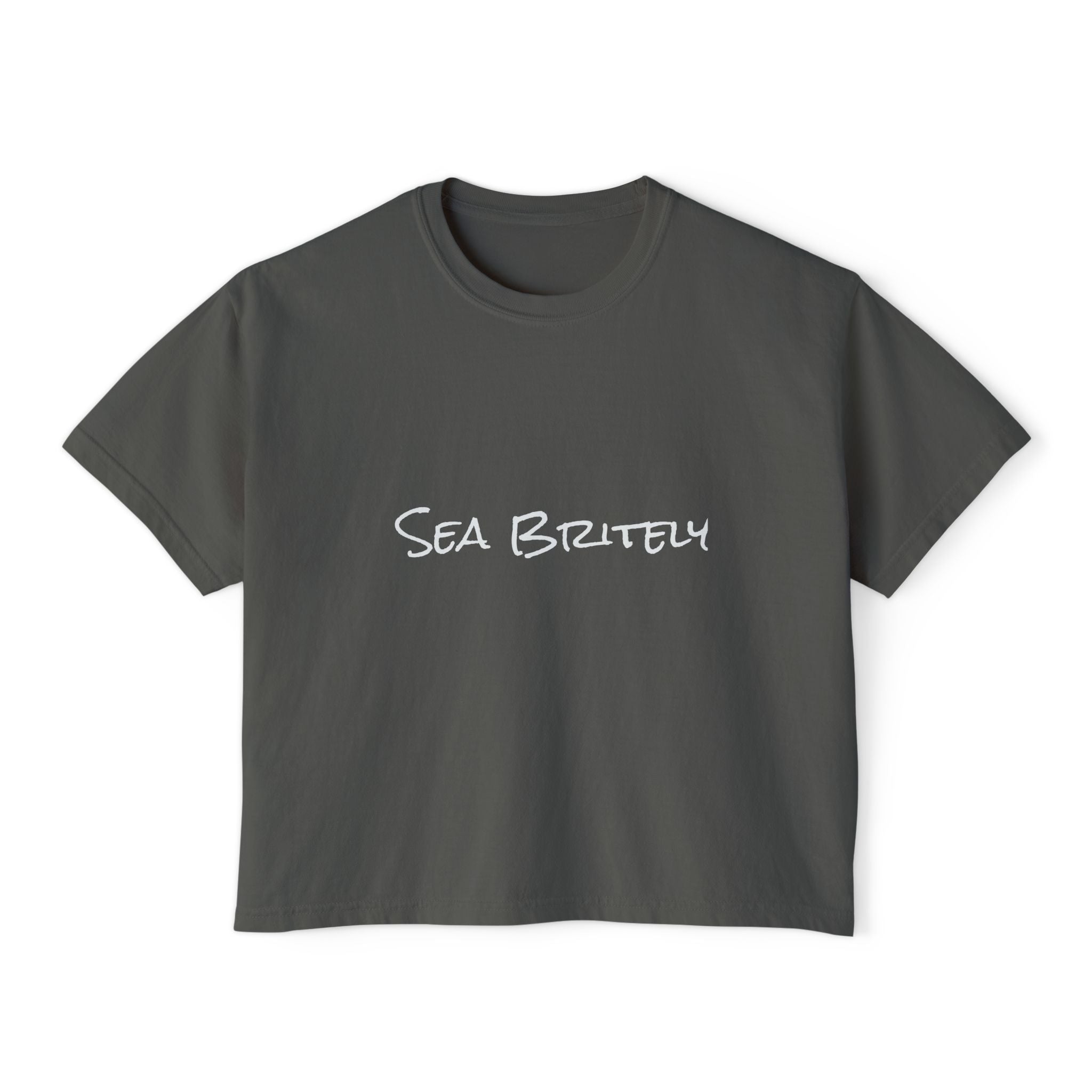 Women's Boxy Tee — Minimal Cream Crop T-Shirt