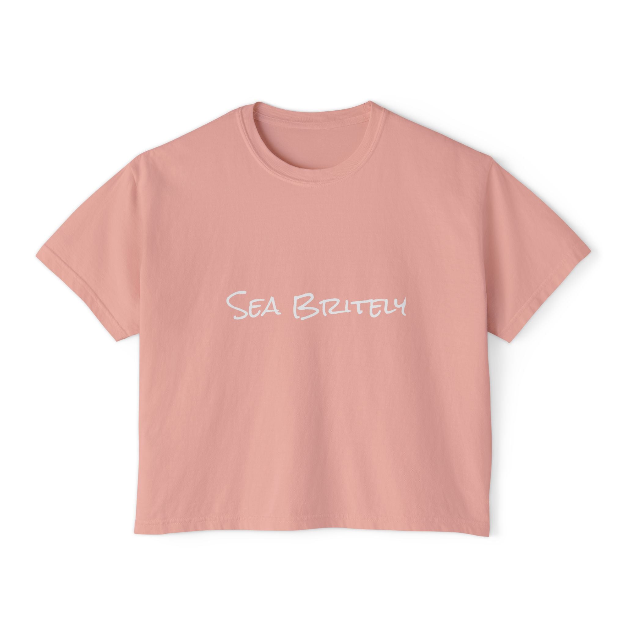 Women's Boxy Tee — Minimal Cream Crop T-Shirt