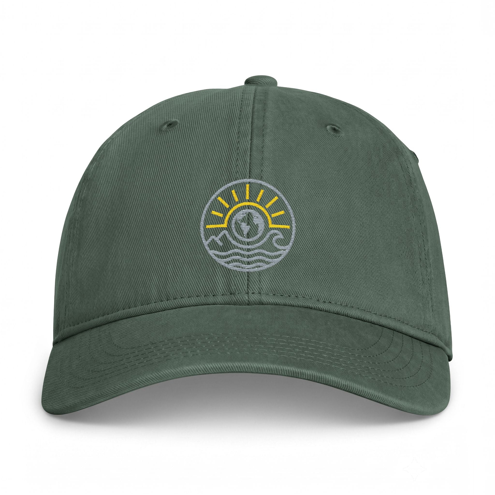 Coastal Sunrise Embroidered Cap — Washed Beach Dad Hat